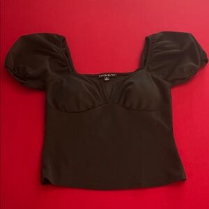 Elegant Black Puff Sleeve Top